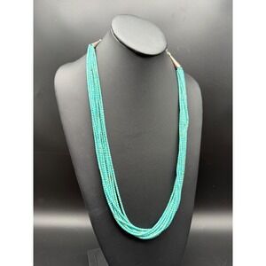 Vintage Multi-Strand Turquoise Heishi Necklace 23" Kewa/Santo Domingo Style